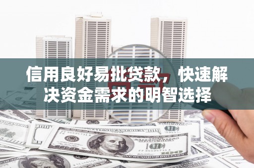 墨玉信用良好易批贷款，快速解决资金需求的明智选择