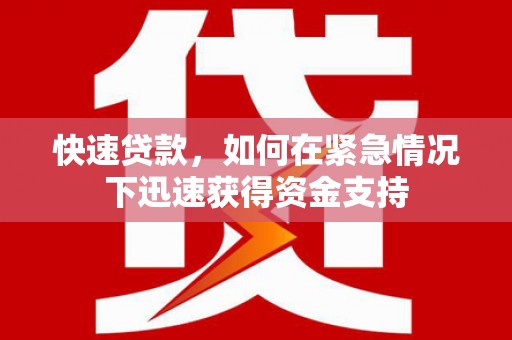 墨玉快速贷款，如何在紧急情况下迅速获得资金支持