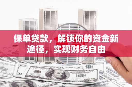 墨玉保单贷款，解锁你的资金新途径，实现财务自由