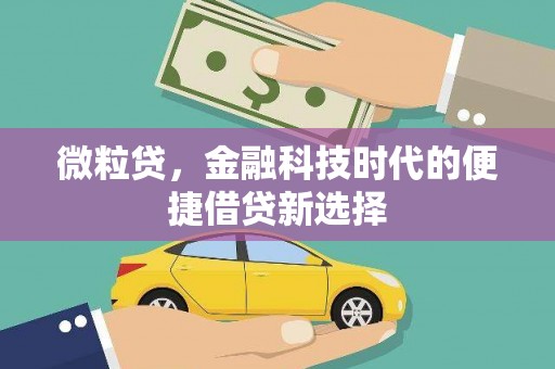 墨玉微粒贷，金融科技时代的便捷借贷新选择